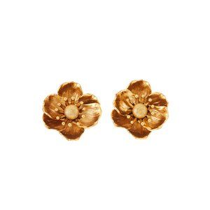 Oscar De La Renta Poppy Flower Clip on Earring